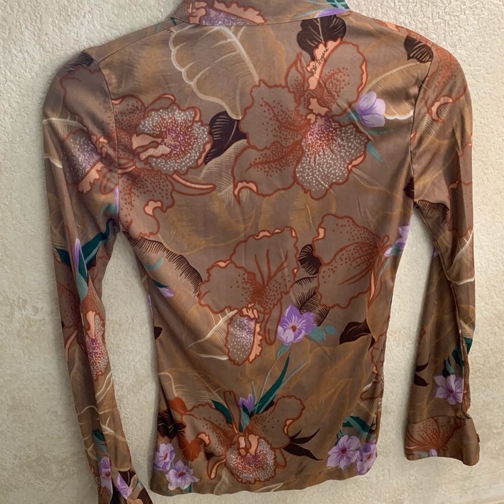70s Vintage WAYNE ROGERS Flowered Disco Shirt - Picture 2 of 3